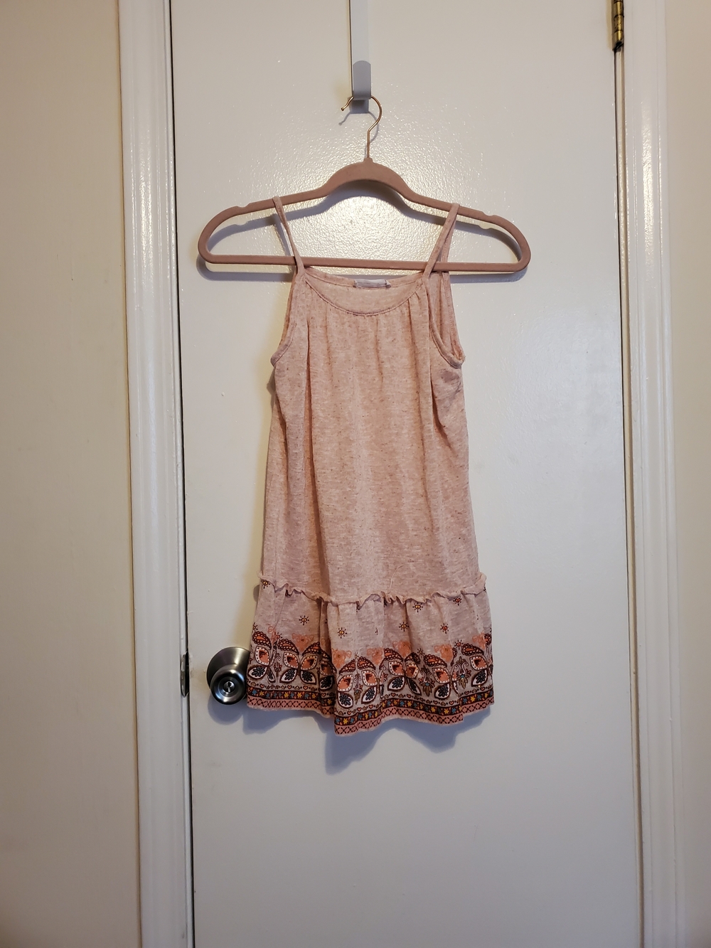 Beautees Pink Sleeveless Tiered Top with Embroidered Hem
